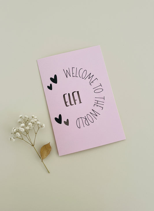 Personalisierte Karte zur Geburt