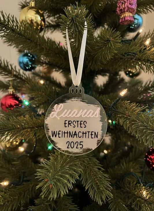 Personalisierter Weihnachtsbaumanhänger "erstes Weihnachten 2025"