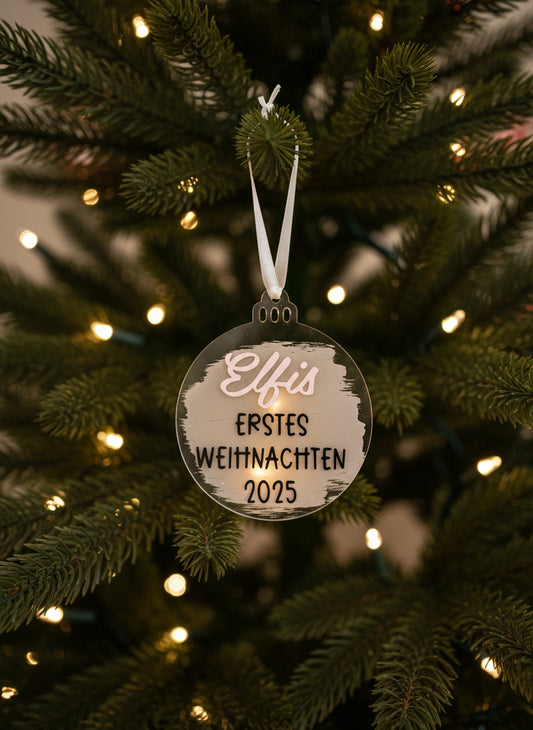 Personalisierter Weihnachtsbaumanhänger "erstes Weihnachten 2025"